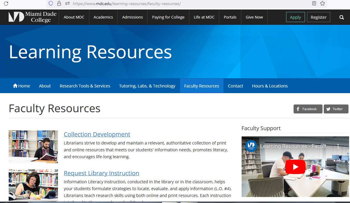 Faculty website directory, hours, etc.